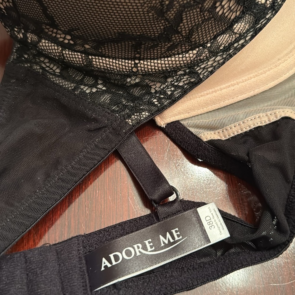 3 Bras. 38D. Cream Bra & Black Bra Xhilararion. 2 Tone Bra Adore Me. - Picture 5 of 12